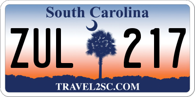 SC license plate ZUL217