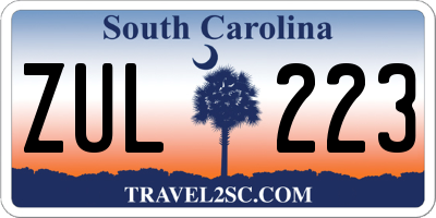 SC license plate ZUL223