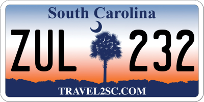 SC license plate ZUL232