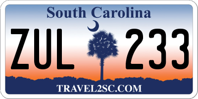 SC license plate ZUL233