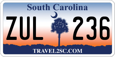 SC license plate ZUL236