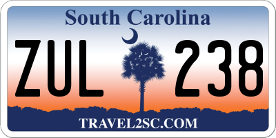 SC license plate ZUL238