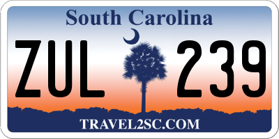 SC license plate ZUL239