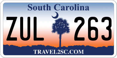 SC license plate ZUL263