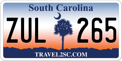 SC license plate ZUL265