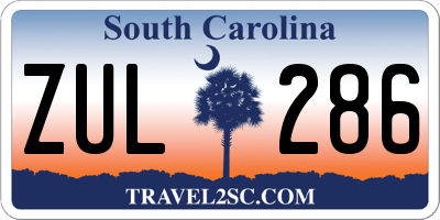 SC license plate ZUL286