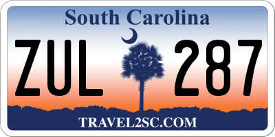 SC license plate ZUL287