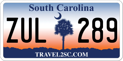 SC license plate ZUL289