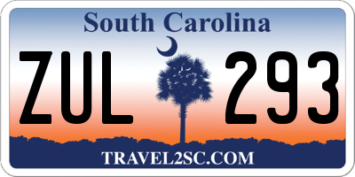 SC license plate ZUL293