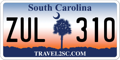 SC license plate ZUL310