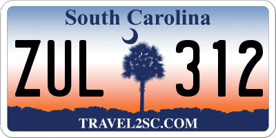 SC license plate ZUL312
