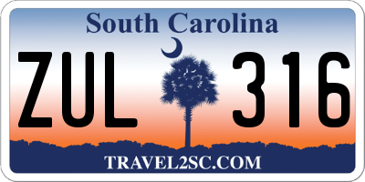 SC license plate ZUL316