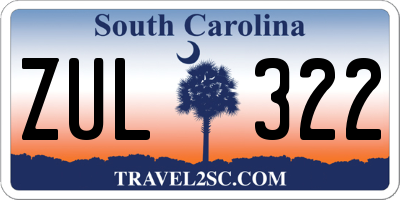 SC license plate ZUL322