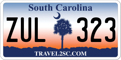SC license plate ZUL323