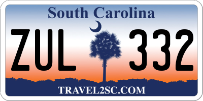 SC license plate ZUL332