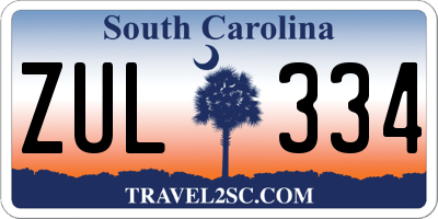 SC license plate ZUL334