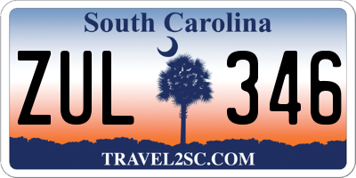 SC license plate ZUL346