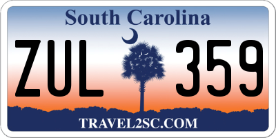 SC license plate ZUL359