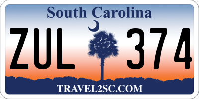SC license plate ZUL374