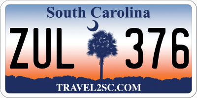 SC license plate ZUL376