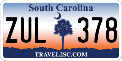 SC license plate ZUL378