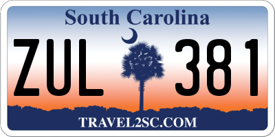 SC license plate ZUL381