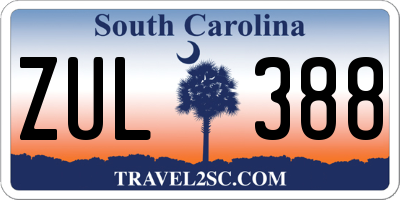 SC license plate ZUL388