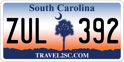 SC license plate ZUL392
