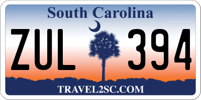 SC license plate ZUL394