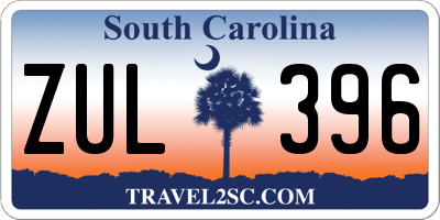 SC license plate ZUL396