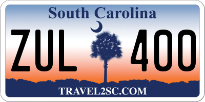 SC license plate ZUL400
