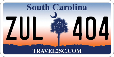 SC license plate ZUL404