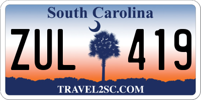 SC license plate ZUL419