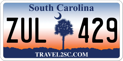 SC license plate ZUL429