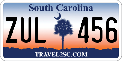 SC license plate ZUL456