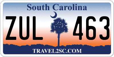 SC license plate ZUL463