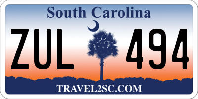 SC license plate ZUL494