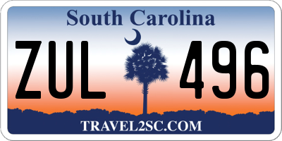 SC license plate ZUL496