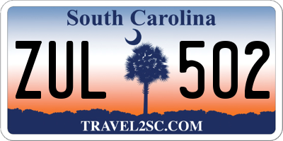 SC license plate ZUL502