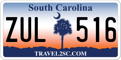 SC license plate ZUL516