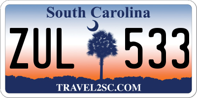 SC license plate ZUL533