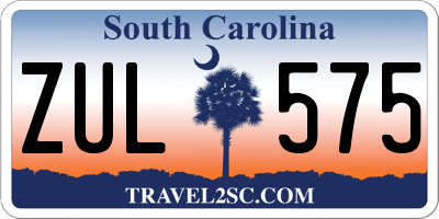 SC license plate ZUL575