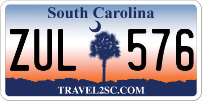 SC license plate ZUL576