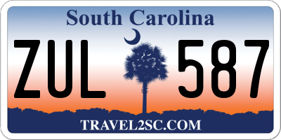 SC license plate ZUL587
