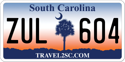 SC license plate ZUL604