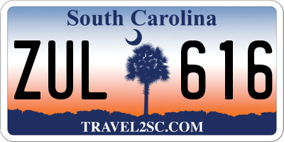 SC license plate ZUL616