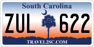 SC license plate ZUL622