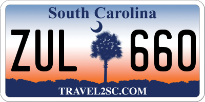 SC license plate ZUL660