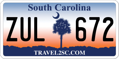 SC license plate ZUL672