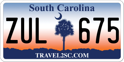 SC license plate ZUL675